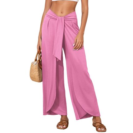 Bonbon Knotted Drop Waist Split Leg Relaxed Pants