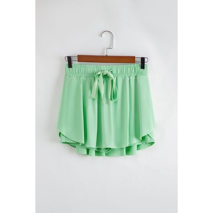 Light Green Drawstring High Waist Lined Tennis Skorts