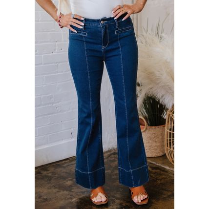Sail Blue Center Seam Deep Wash Straight Jeans