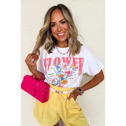 White FLOWER MARKET Graphic T Shirt