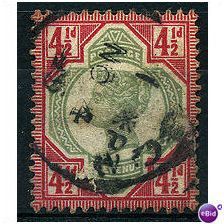 1892 SG206 4 1/2d Green & Carmine Fine/Used