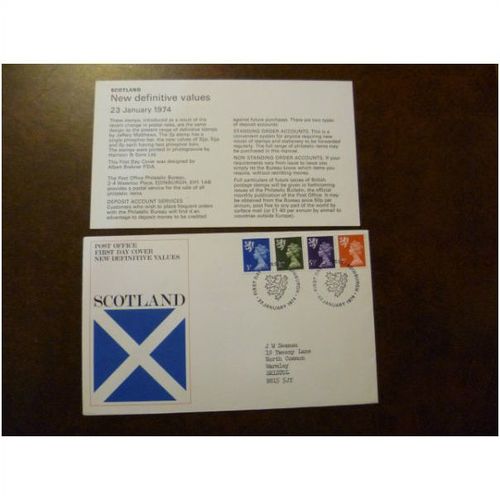 1974 Scotland definitives GB stamps PO FDC Special Edinburgh Handstamp lion