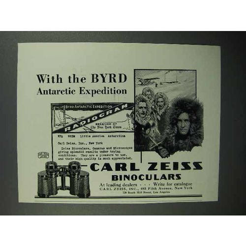 1930 Zeiss Binoculars Ad - Byrd Antarctic Expedition