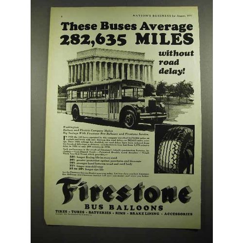 1931 Firestone Bus Balloons Tire Ad - Buses Average