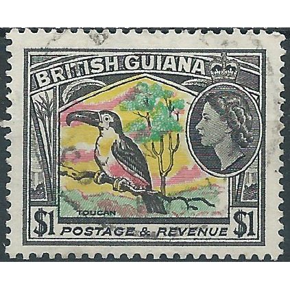 British Guiana 1954 SG343 $1 Pink, Yellow Green & Black Fine Used ...