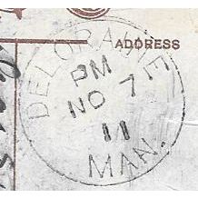 Deloraine, Manitoba large cancel 1911,