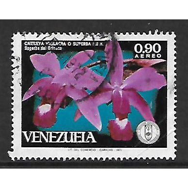 VENEZUELA 1971 ORCHIDS 90c CATTLEYA VIOLACEA SG 2279 FINE USED