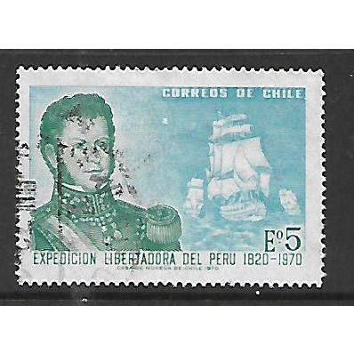CHILE 1971 LIBERATION EXPEDITION 5E BERNARDO O'HIGGINS & FLEET SG662 FINE USED#2