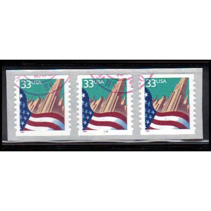 Used 3282 33c U.S. Flag Over City Very Fine PNC 2222/3 Gaps RD PA4110