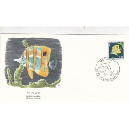 Monaco 1988 Beaked Coral Fish FDC Monaco special Cancel Unaddressed VGC