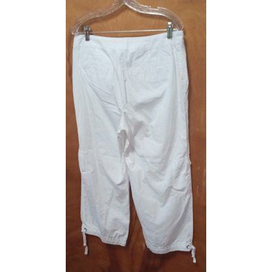 LizWear White 100% Cotton Ladies Pants w/drawstring waist, Size 12