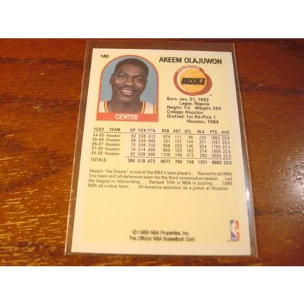 1989 Hoops, 3-Cards, AKEEM OLAJUWON HOF, Rockets