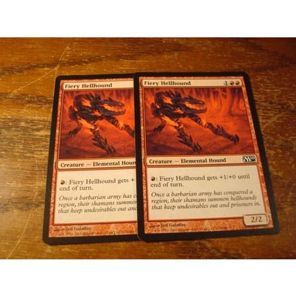 Magic The Gathering, MTG, 2-Cards, 1993-2009, FIERY HELLHOUND, nm