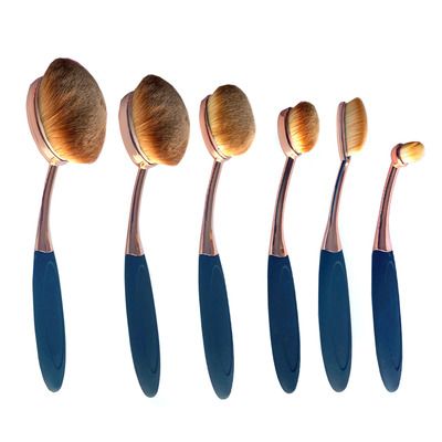 Vanity 6 Piece Oval Beauty Brushes With Caddy Organizer[ Rose Gold ]
