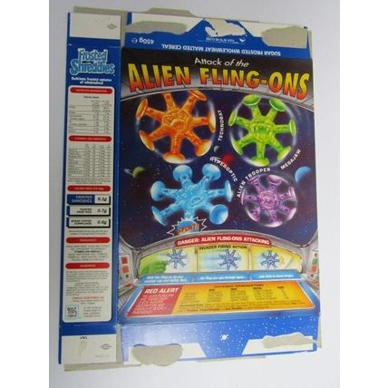 Nestle Shreddies 1994 Alien Fling-Ons Empty Cereal Box 450g Box only