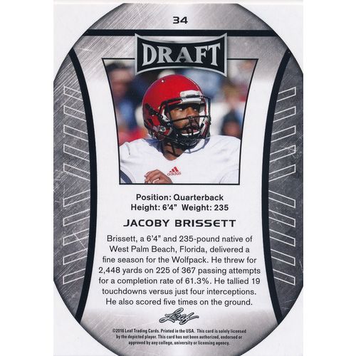 2016 Leaf Draft Football 34 Jacoby Brissett