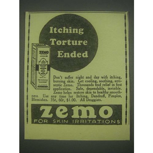 1930 Zemo Ointment Ad - Itching Torture Ended
