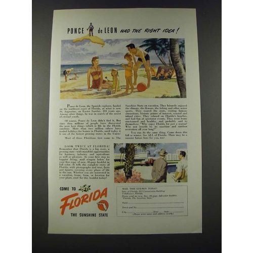1947 Florida Tourism Ad - Ponce de Leon had the Right Idea