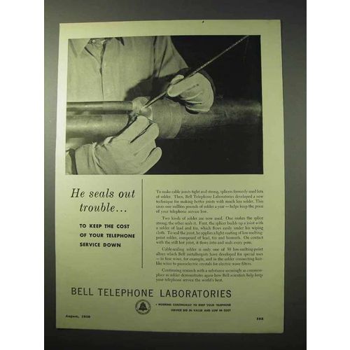 1950 Bell Telephone Ad - He Seals Out Trouble
