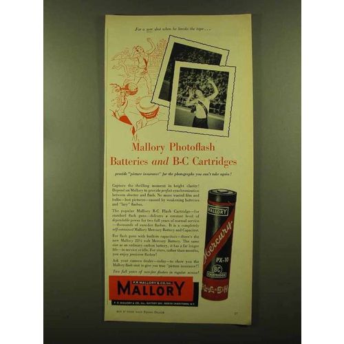 1956 Mallory Photoflash Batteries and B-C Cartridges Ad - Sure Shot