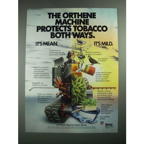1987 Ortho Orthene tobacco insect spray Ad - Protects Both Ways