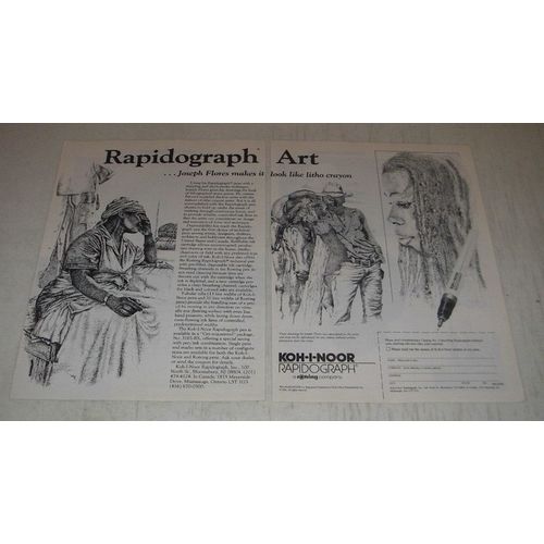 1990 Koh-i-noor Rapidograph Pens Ad - Joseph Flores makes look like litho crayon