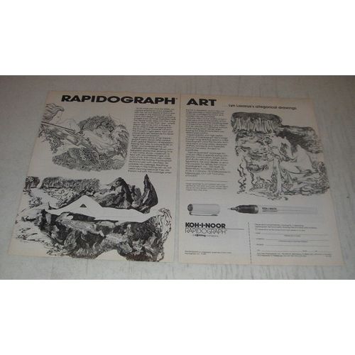 1990 Koh-i-noor Rapidograph Pens Ad - Lyn Lazarus's Allegorical Drawings