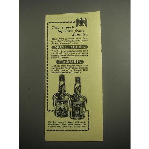 1948 Monte Aguila and Tia-Maria Liqueur Ad - Two superb liqueurs from Jamaica