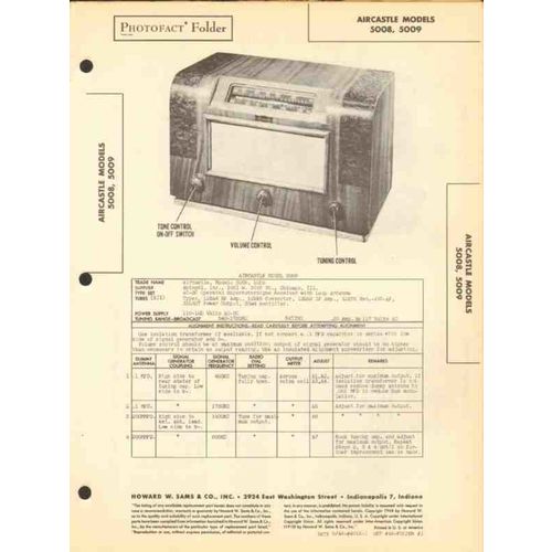AIRCASTLE models 5008 5009 AM radio receiver Sams Photofact manual