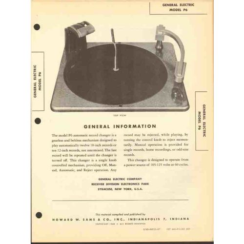 GENERAL ELECTRIC model P6 auto record changer Sams Photofact manual