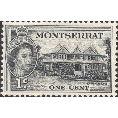 Montserrat 1953 1c Black Mounted Mint MM SG 137 Sc 129 stamp Government House