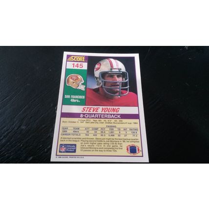 1990 Score Football Card # 145 Steve Young Ex-Mt (6) San Francisco 49ers