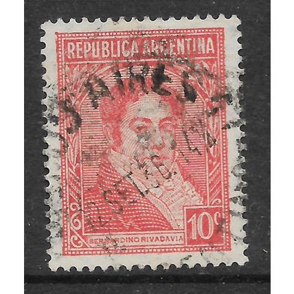 ARGENTINA REP 1935 PORTRAITS 10c RED RIVADAVIA SG 653d FINE USED