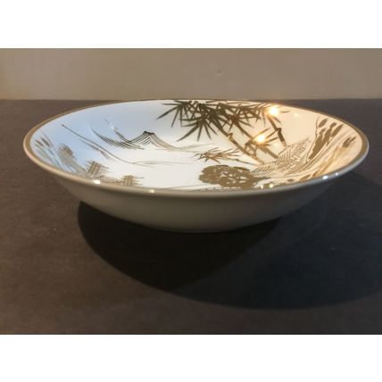Kutani (KUT ?-series ID unknown) Hand-Painted Gold on White 5-1/4" Dessert Bowl