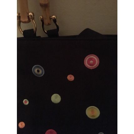 Vtg Madison Studio Polka Dot Hand Bag Bamboo with Handles Purse Lined