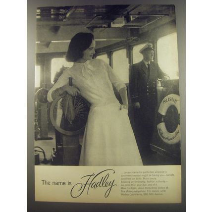 1956 Hadley Bow Cardigan Cashmere Sweater Advertisement