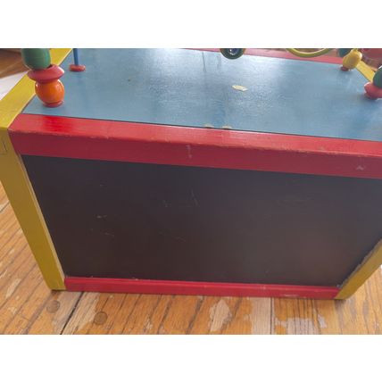 Very Cool & Rare Kids Wooden Maze Rollercoaster 13" Long 5 Activities Chalkboard