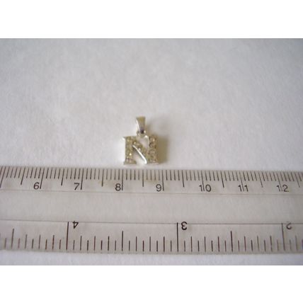 Vintage 925 Charm N Alphabet Capital Letter White Crystal Pendant Name Silver