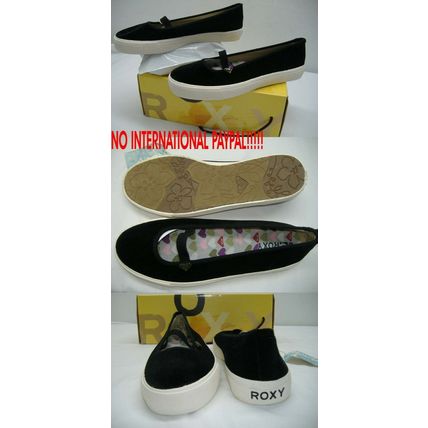 New Womens 9 ROXY " Radcliff " Black Textile Velvet Skate Boat Shoes