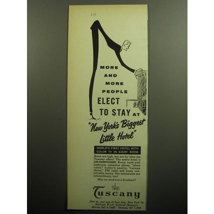 1958 The Tuscany Hotel Ad - More and more people elect to stay at