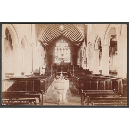 Interior, St Dunstan's Church, Mayfield, Sussex, 1905 - Photochrom RP Postcard