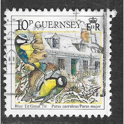 GUERNSEY 1990 BIRDS BLUE GREAT TIT USED 10p