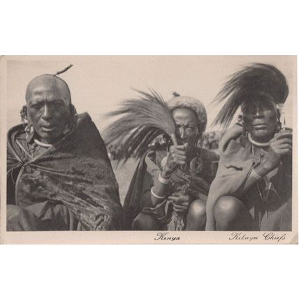 East African Types Masai Kikuyu Chiefs Antique Postcard