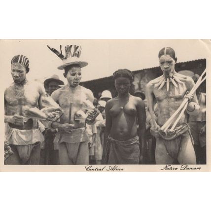 Nairobi Central African Native Dancers Carnival Hat Old Postcard