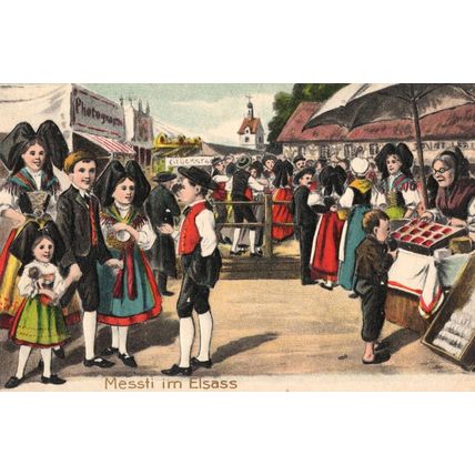 Messti im Elsass German Photograph Booth Stall Old Postcard