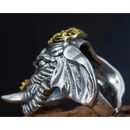 Retro Men's Chunk Elephant Ring Adjustable Ring Gift For Him Gothic Wrap Ring