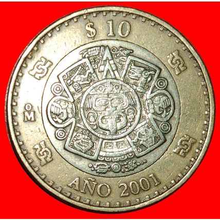Ⰶ SUN STONE (2000-2001): MEXICO ★ 10 PESOS 2001 UNCOMMON ★LOW START★NO RESERVE