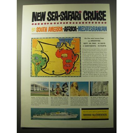 1960 Moore-McCormack Cruise Line Ad - New Sea-Safari Cruise