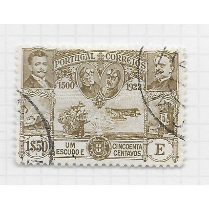 PORTUGAL 1923 FIRST TRANSATLANTIC FLIGHT LISBON - BRASIL 1922 1$50 USED