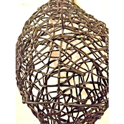 Home Decoration Wooden Vines Metal Frame Basket Abstract Leaf Shaped 12.5 x 23